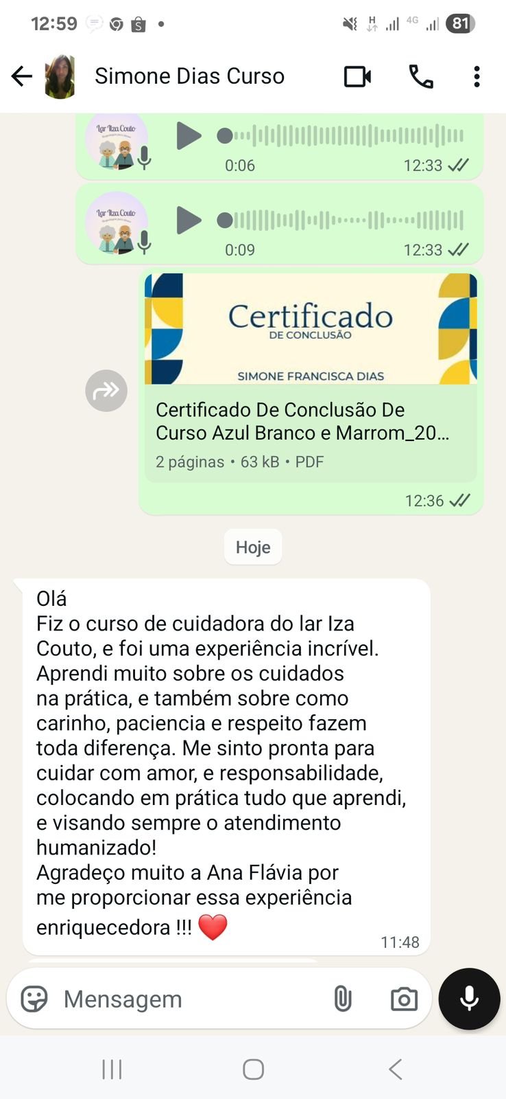 Depoimento de Simone Dias